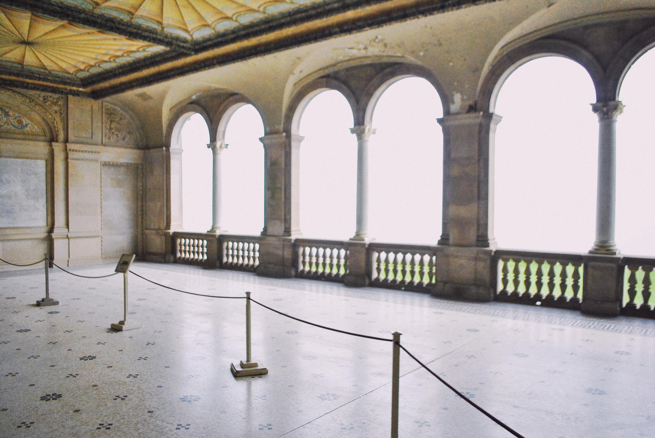 A patio at The Breakers mansion in Newport, Rhode Island.