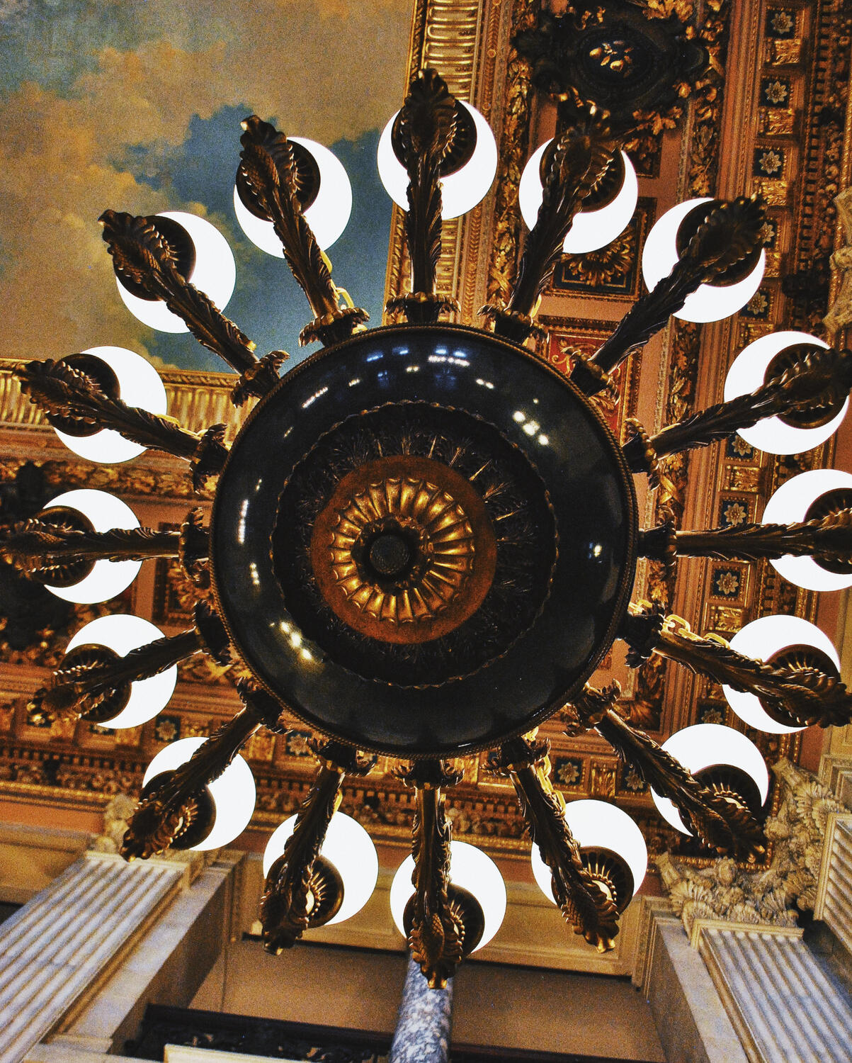 Beautiful lighting at The Breakers mansion in Newport, Rhode Island.