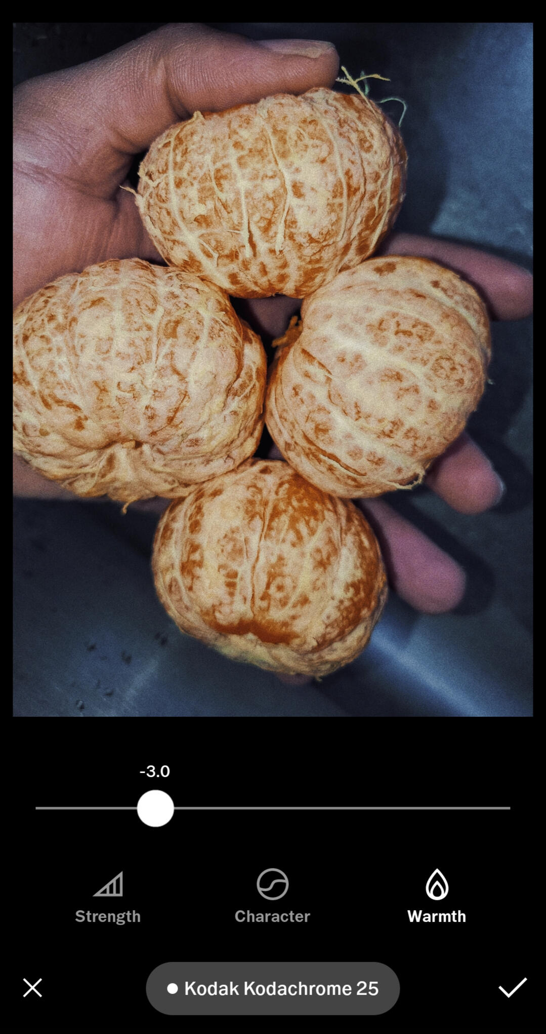 VSCO mobile photograph editing lesson Kodak Kodachrome 25 Warmth Setting