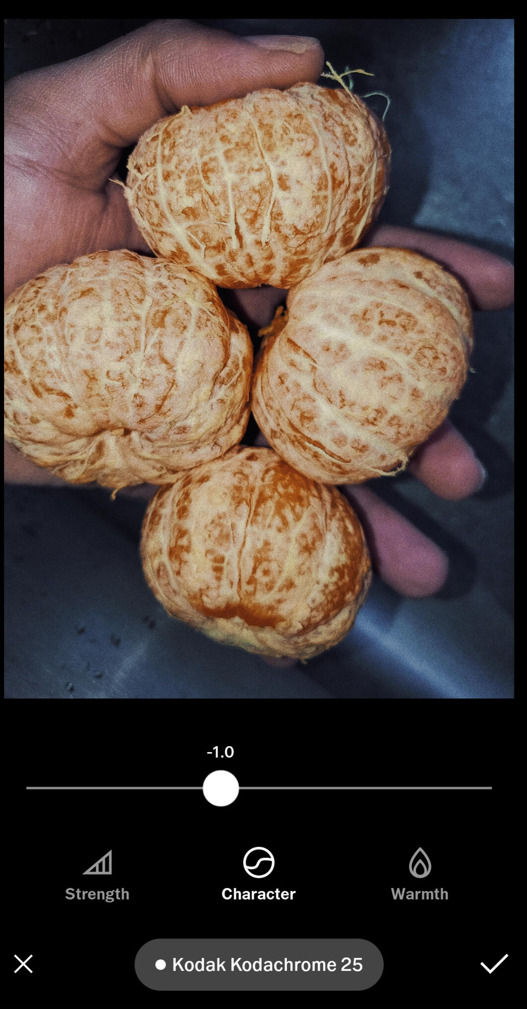 VSCO mobile photograph editing lesson Kodak Kodachrome 25 Character Setting